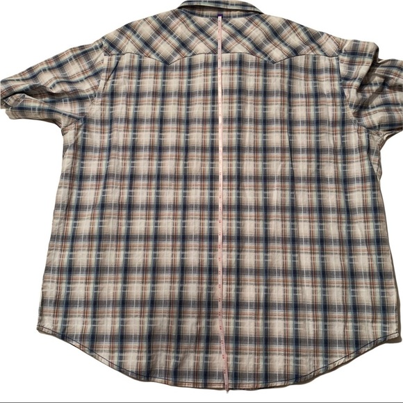 Wrangler short sleeve snap western shirt size XXL - blue, tan, white, rust - Picture 7 of 7